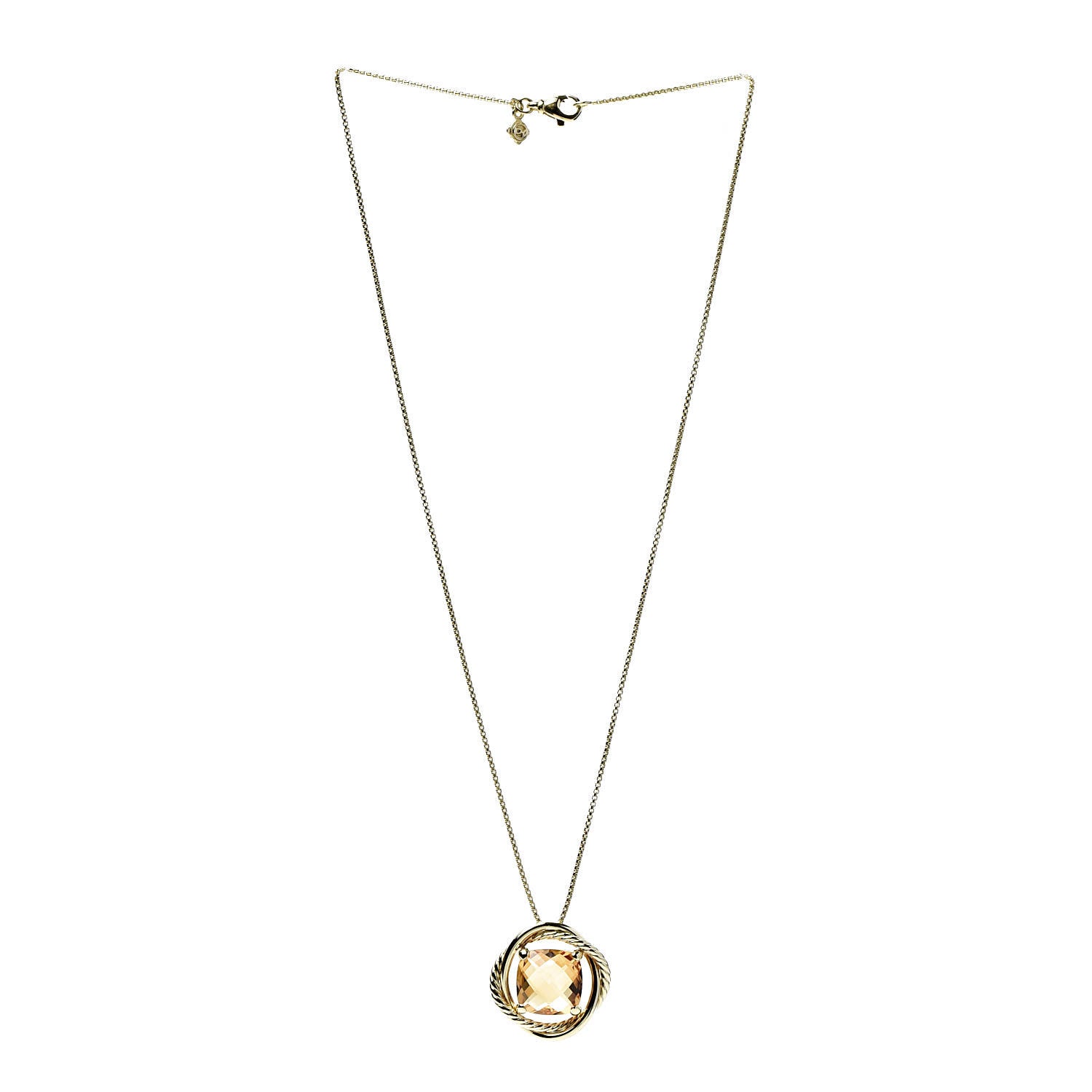 David Yurman 18K Yellow Gold Citrine 11mm Infinity Pendant Necklace 3 of 5