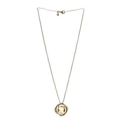 David Yurman 18K Yellow Gold Citrine 11mm Infinity Pendant Necklace 3 of 5