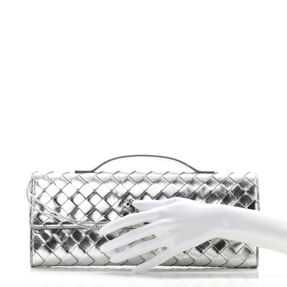 Bottega Veneta Metallic Nappa Intrecciato Long Andiamo Top Handle Silver 2 of 9