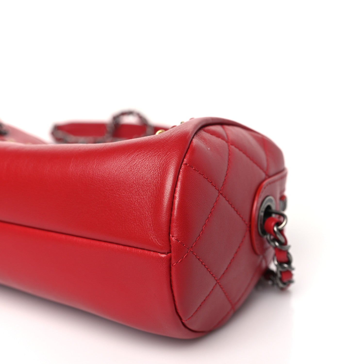 Chanel Calfskin Chain 20s Signature Bowling Bag Red 6 of 9
