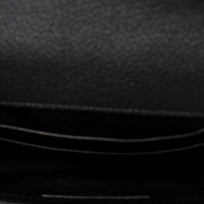 Saint Laurent Grained Calfskin Matelasse Chevron Classic Monogram Baby Chain Bag Black 5 of 10