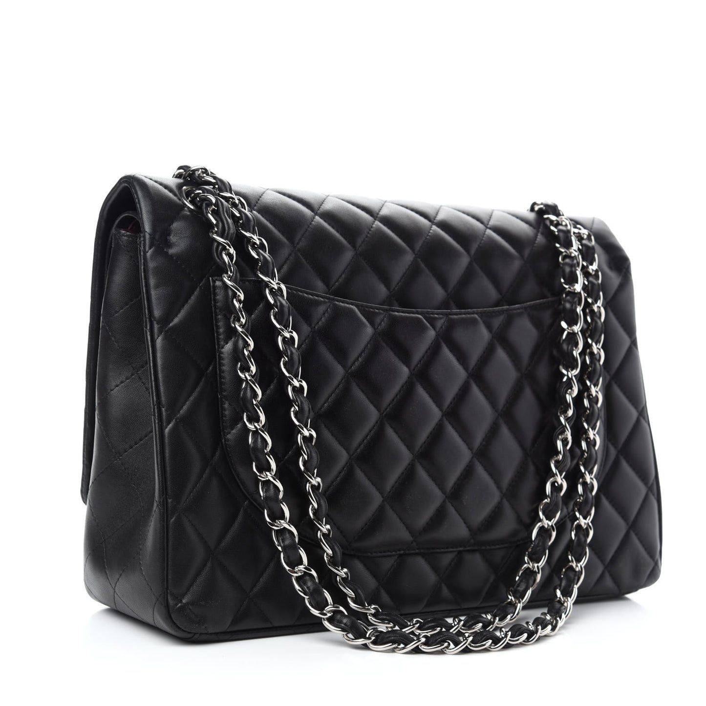 Lambskin Quilted Maxi Double Flap Black