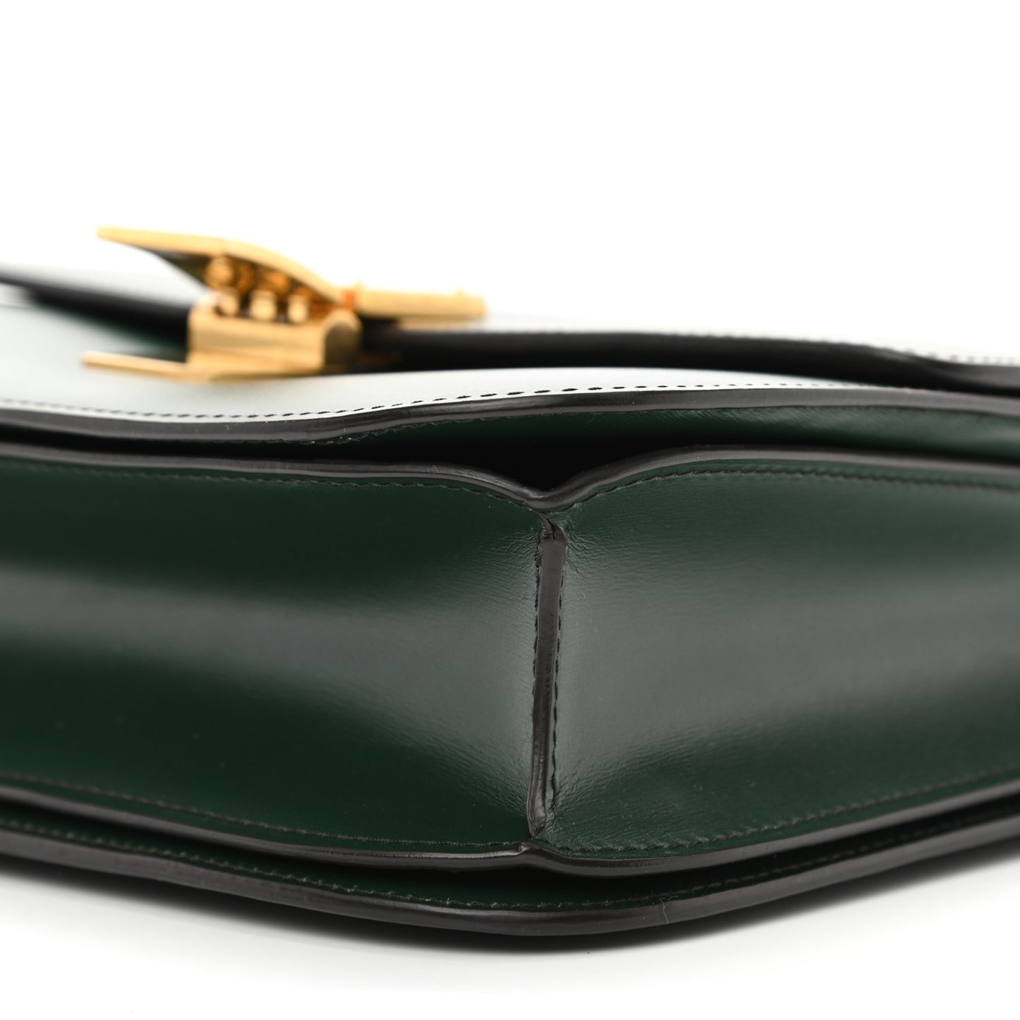 Box Calfskin Medium Classic Box Flap Bag Dark Green
