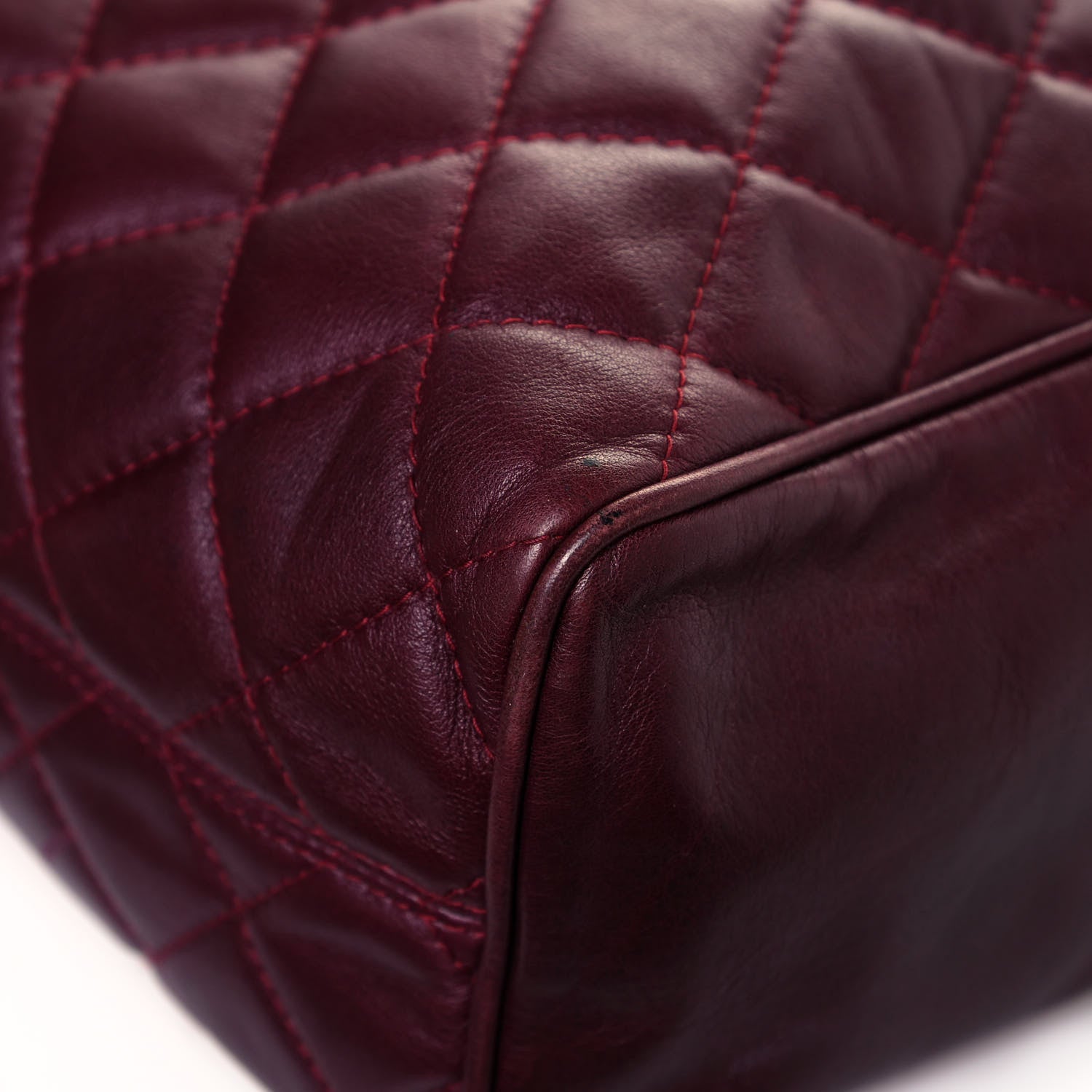 Chanel Lambskin Quilted Tote Burgundy 9 of 18