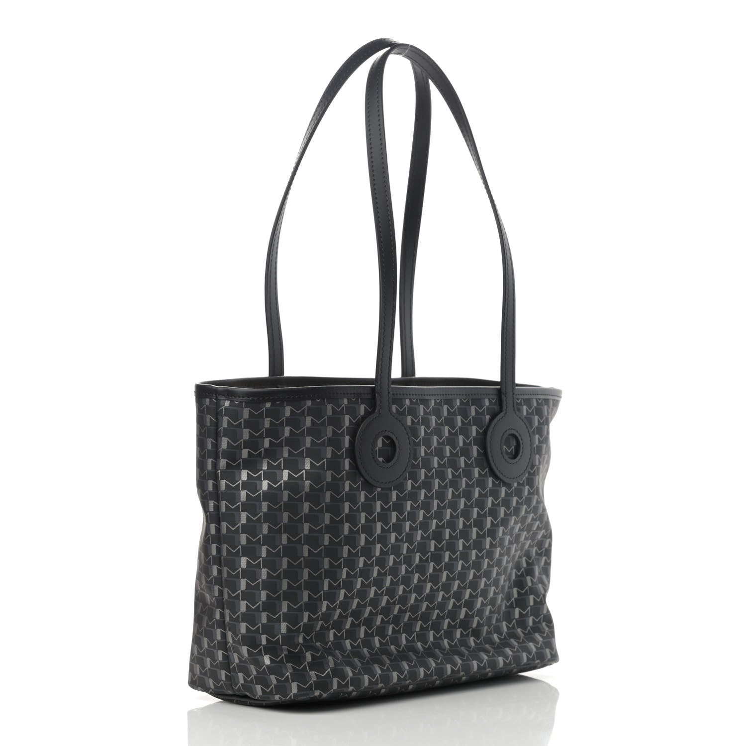 Moynat Grained Calfskin Canvas 1920 Oh! Tote Ruban PM Carbon Silver 2 of 11