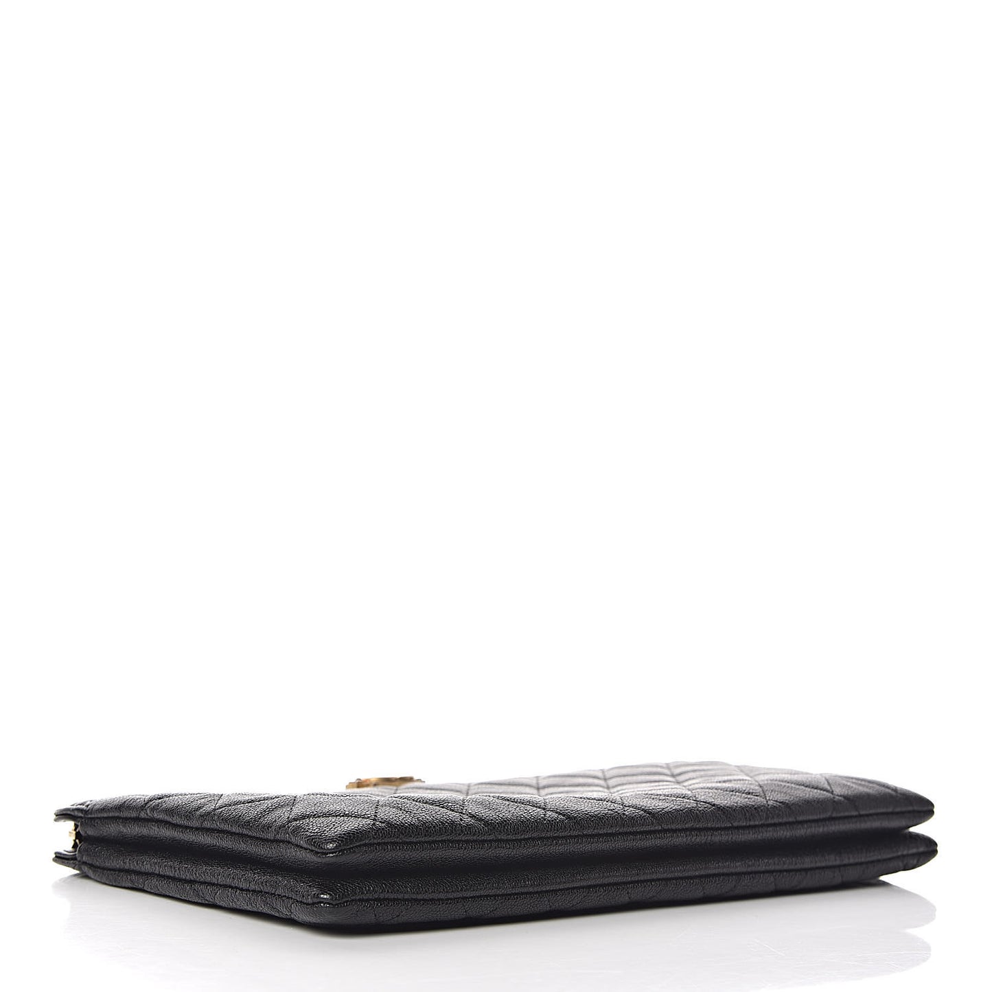 Caviar Quilted Small Zipped Boy Pouch Black