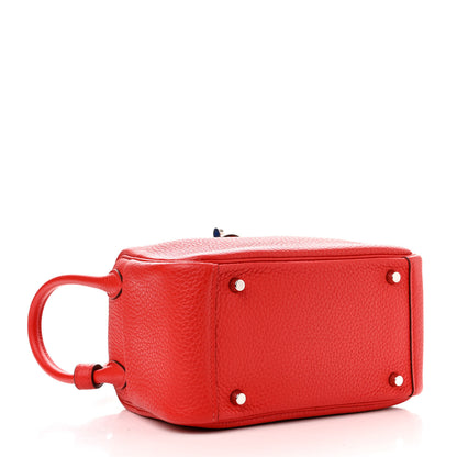 Hermes Taurillon Clemence Mini Lindy 20 Rouge De Coeur 4 of 11