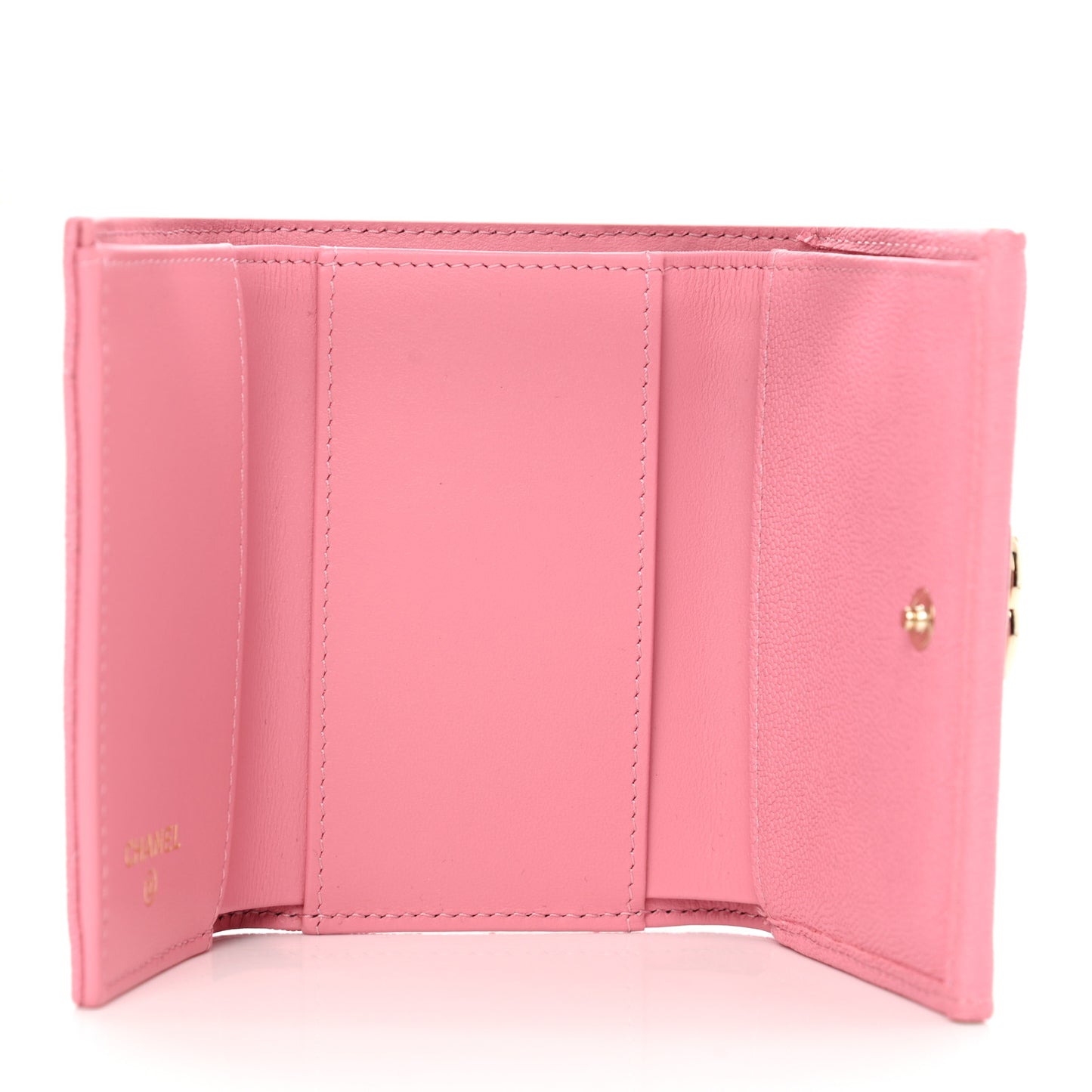 Caviar Quilted Small Boy Flap Wallet Pink