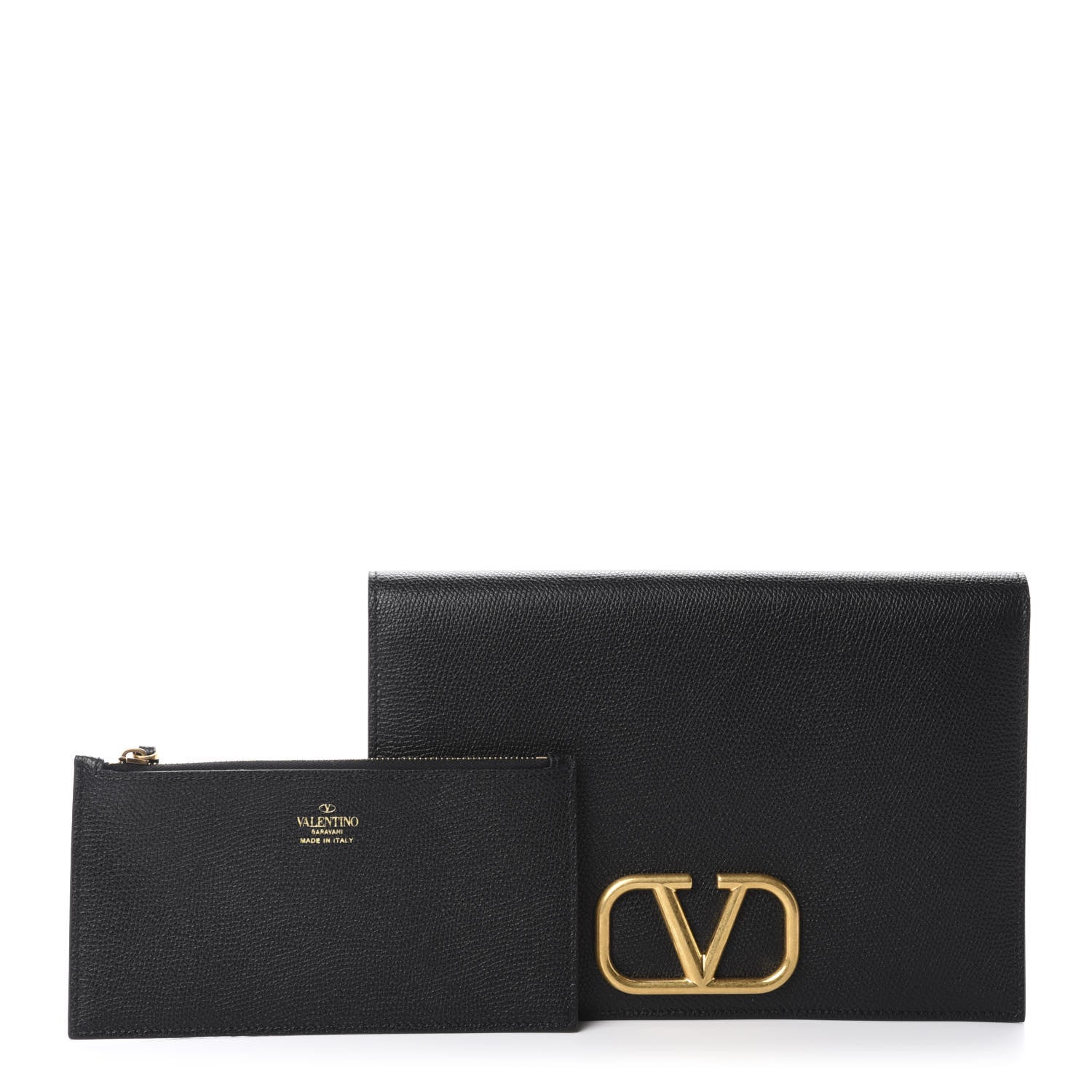 Valentino Garavani Grainy Calfskin Vlogo Signature Pouch Black 1 of 8