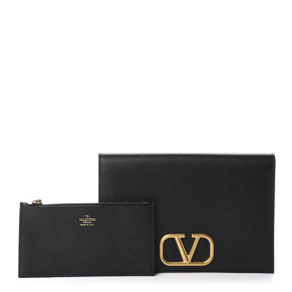 Valentino Garavani Grainy Calfskin Vlogo Signature Pouch Black 1 of 8