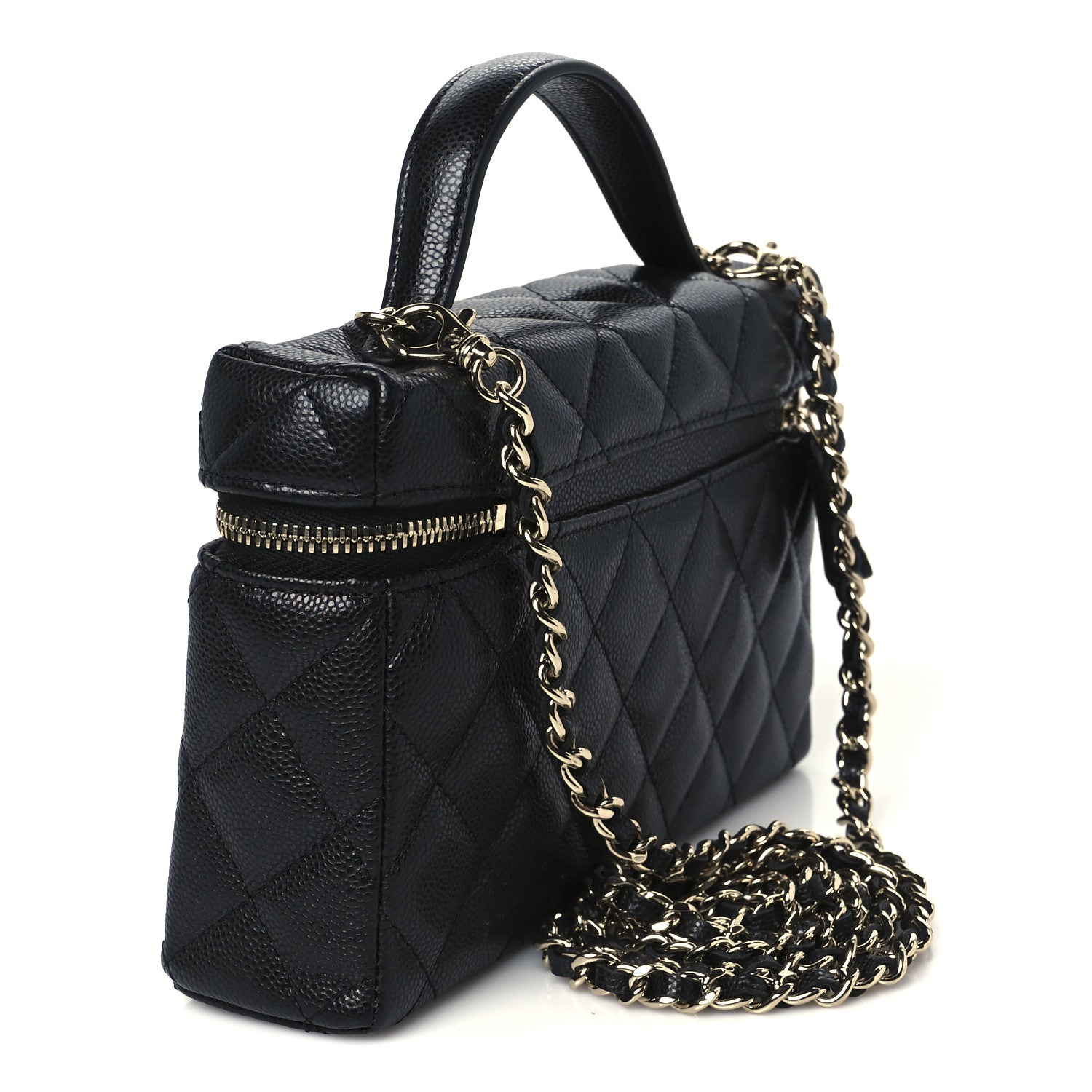 Chanel Caviar Quilted Top Handle Slim Vanity With Chain Black 3 of 11