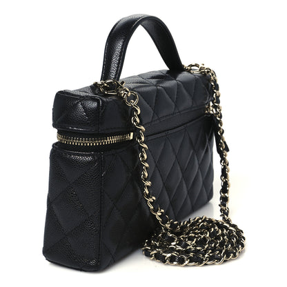 Chanel Caviar Quilted Top Handle Slim Vanity With Chain Black 3 of 11