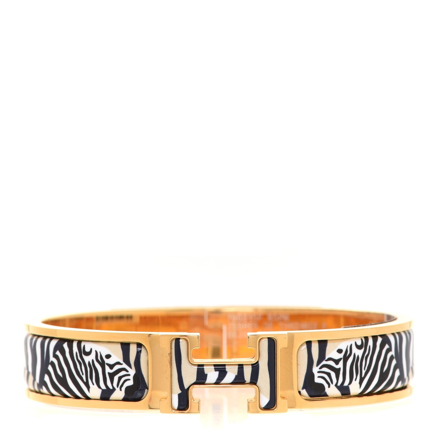 Hermes Enamel Narrow Print Zebres De Tanzania Clic Clac H Bracelet PM Beige Blue 1 of 6