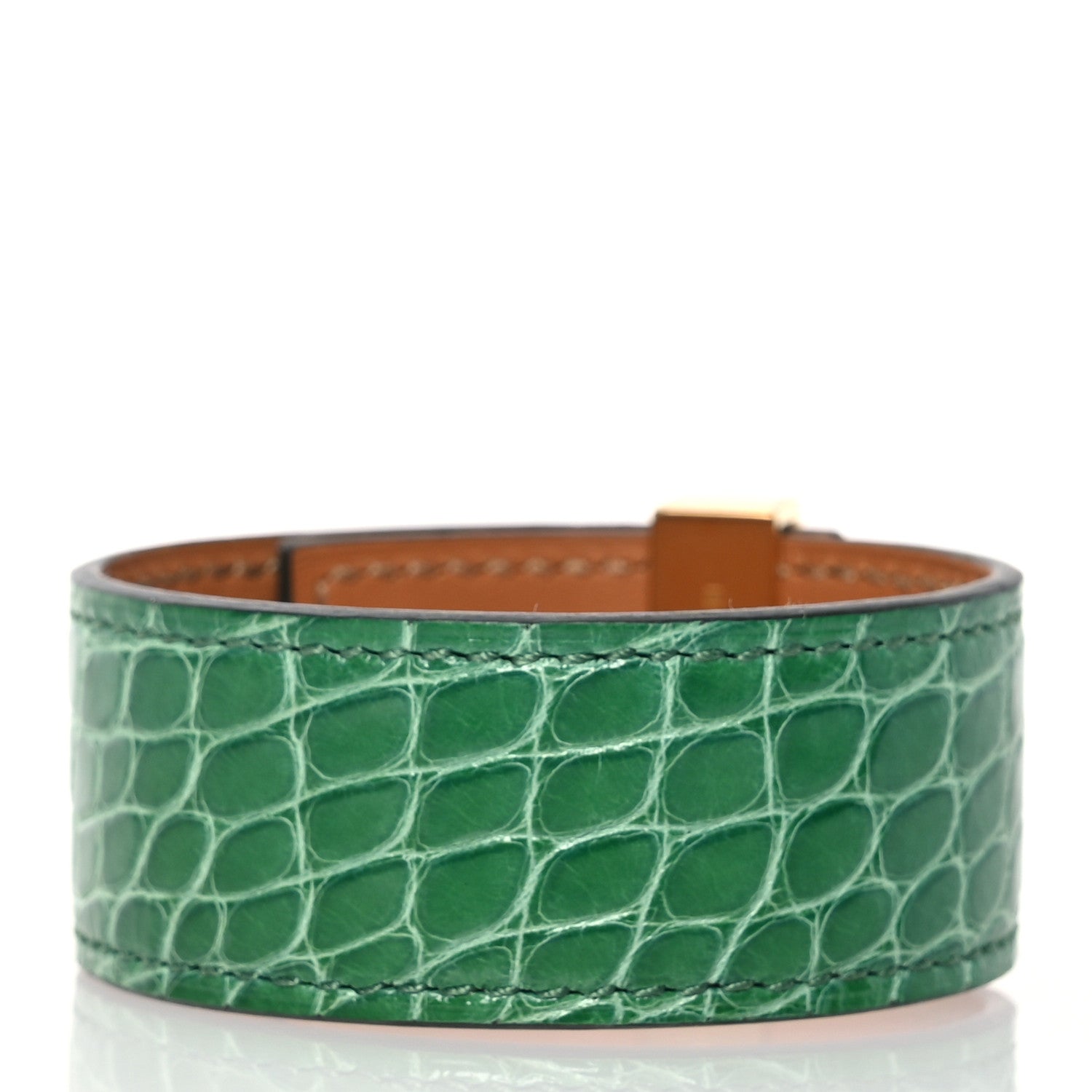 Hermes Shiny Alligator Collier De Chien CDC Bracelet T2 Vert Jade 3 of 6