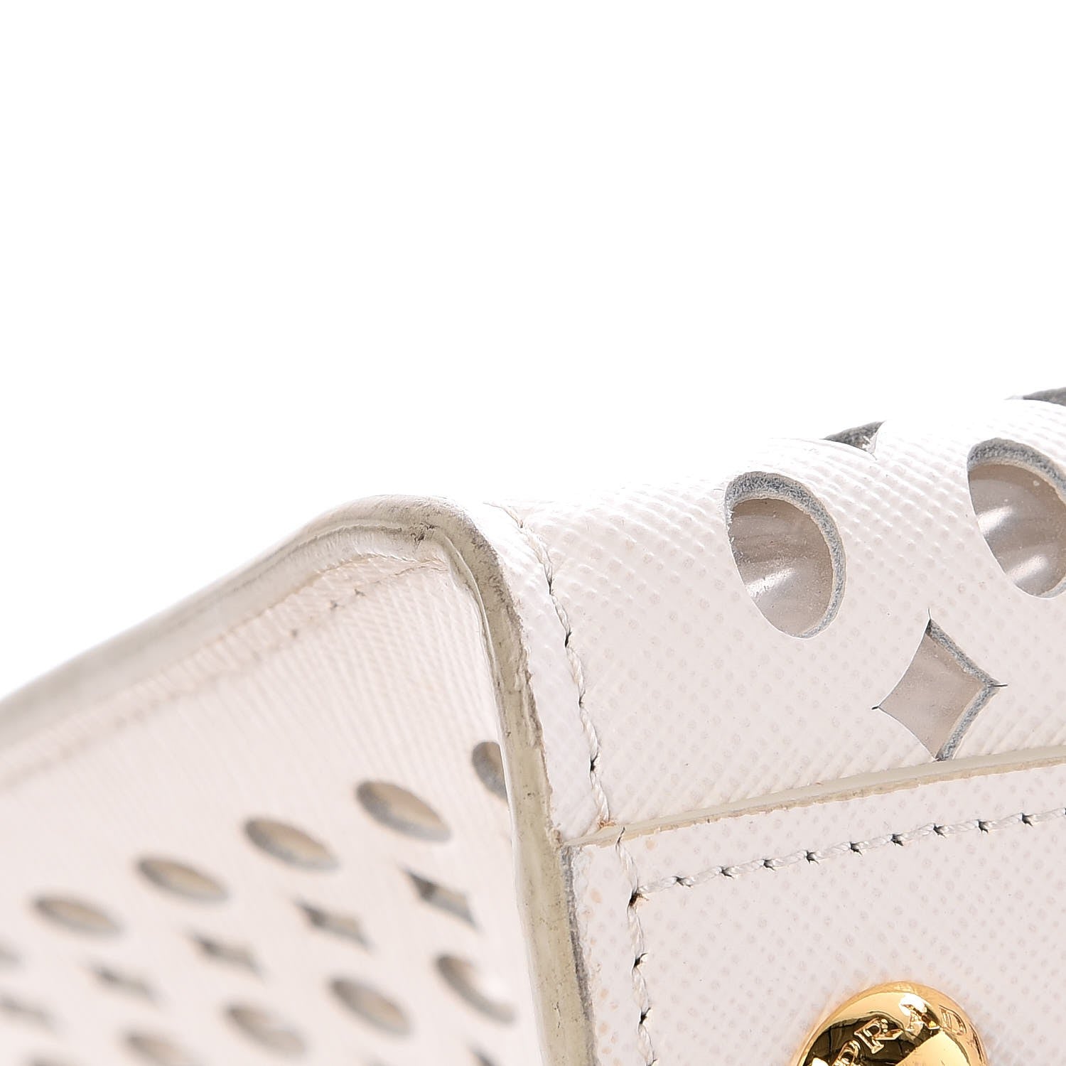 Prada Saffiano Perforated Tote Talco 10 of 14