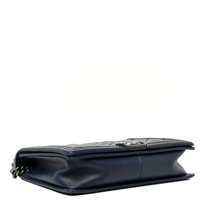 Chanel Calfskin Double Stitch Large Boy Flap Navy Blue 4 of 19