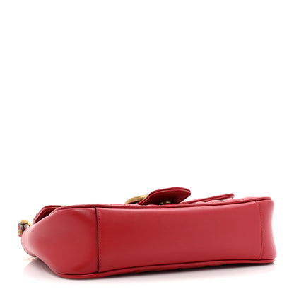 Gucci Calfskin Matelasse Mini GG Marmont Shoulder Bag Hibiscus Red 4 of 14