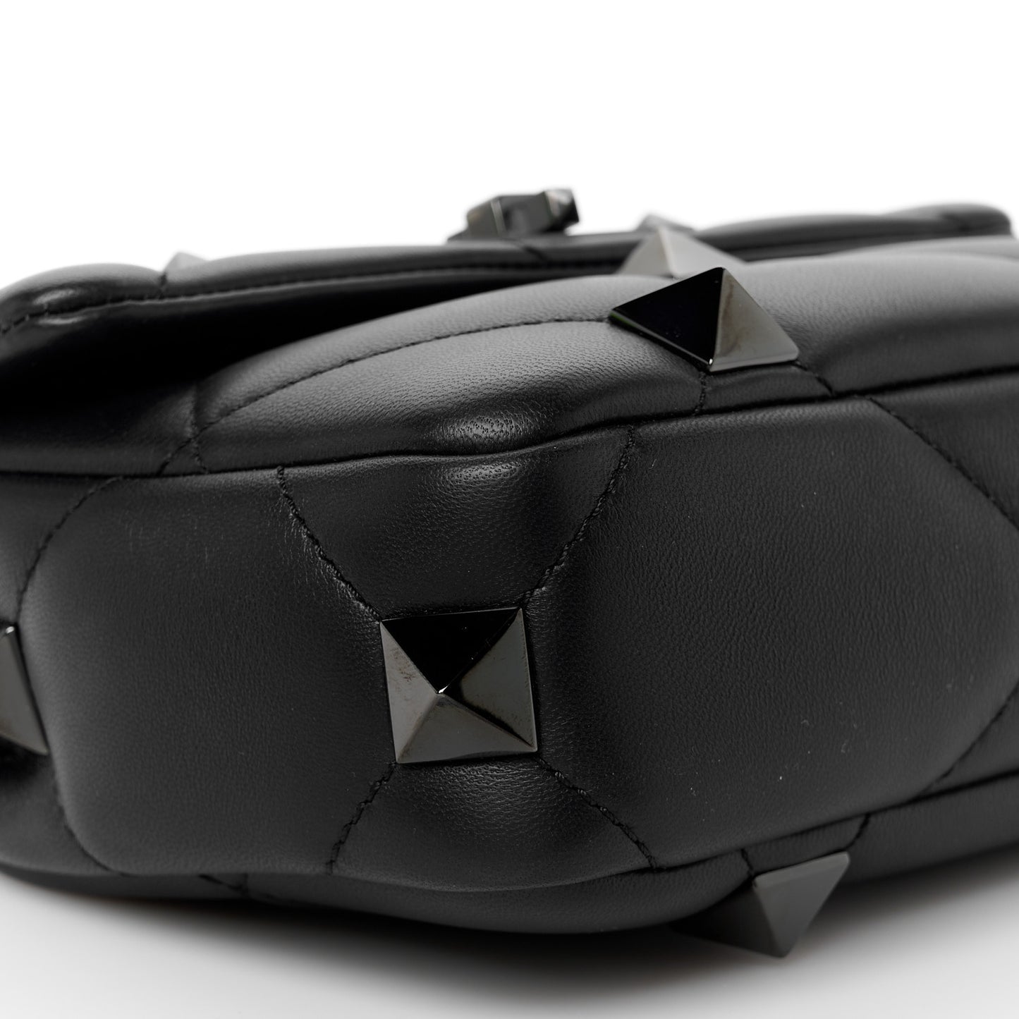 Nappa Monochrome Small Roman Stud Shoulder Bag Black