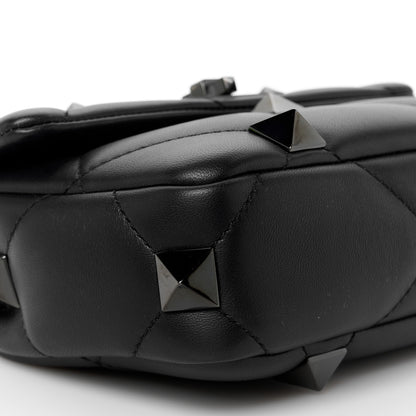 Valentino Garavani Nappa Monochrome Small Roman Stud Shoulder Bag Black 9 of 10