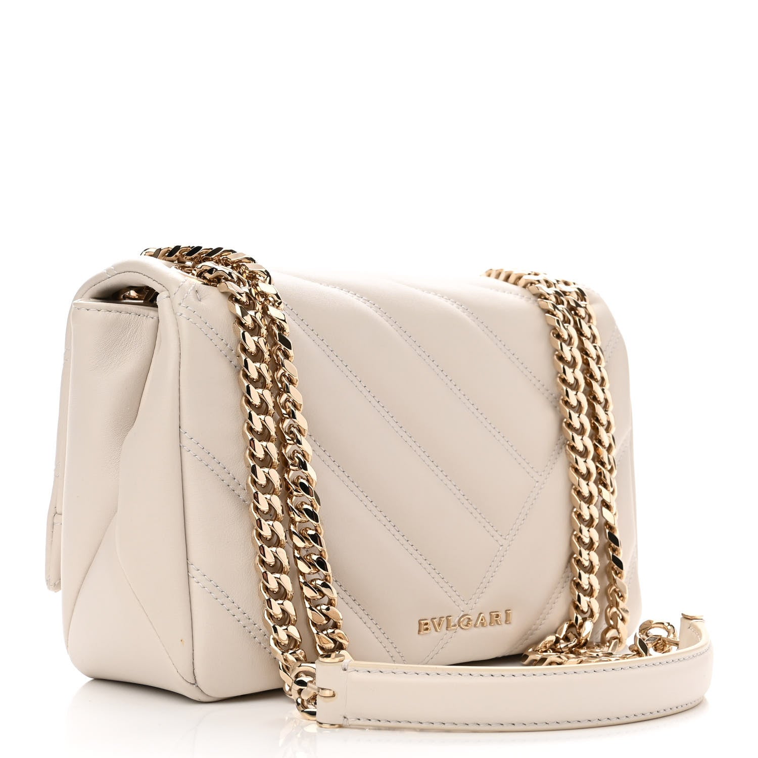 Bulgari Calfskin Matelasse Small Serpenti Cabochon Shoulder Bag White 3 of 12