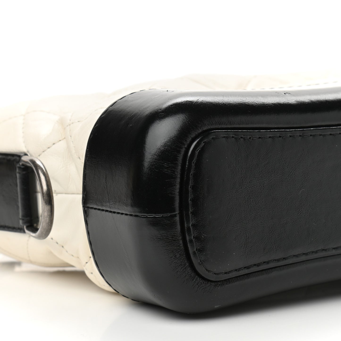 Aged Calfskin Quilted Small Gabrielle Hobo Black White