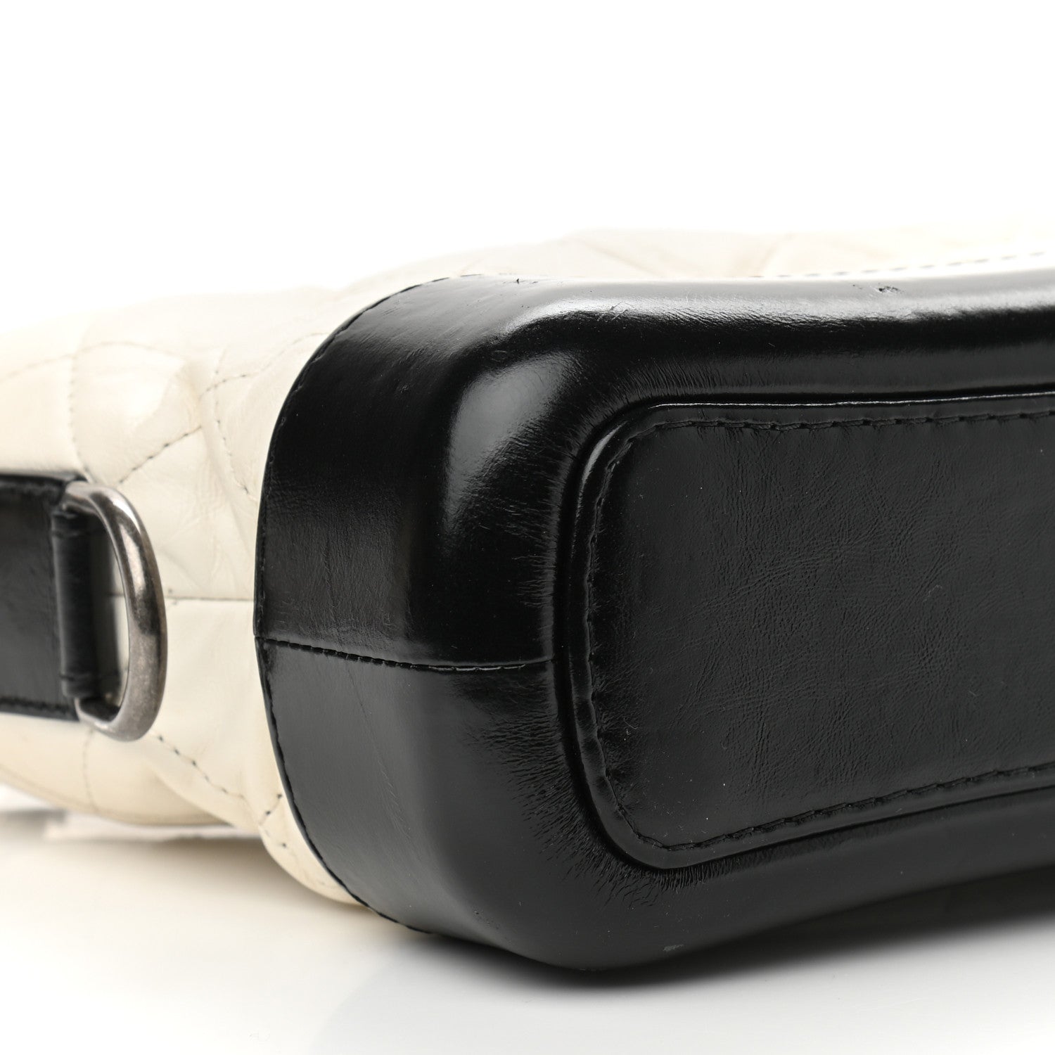 Chanel Aged Calfskin Quilted Small Gabrielle Hobo Black White 9 of 12