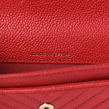 Chanel Caviar Chevron Quilted Boy Flap Card Holder Red 7 of 9