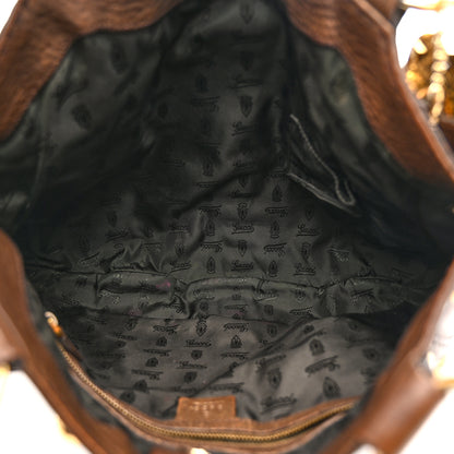 Gucci Calfskin Fringe Medium Babouska Tote Brown 5 of 18