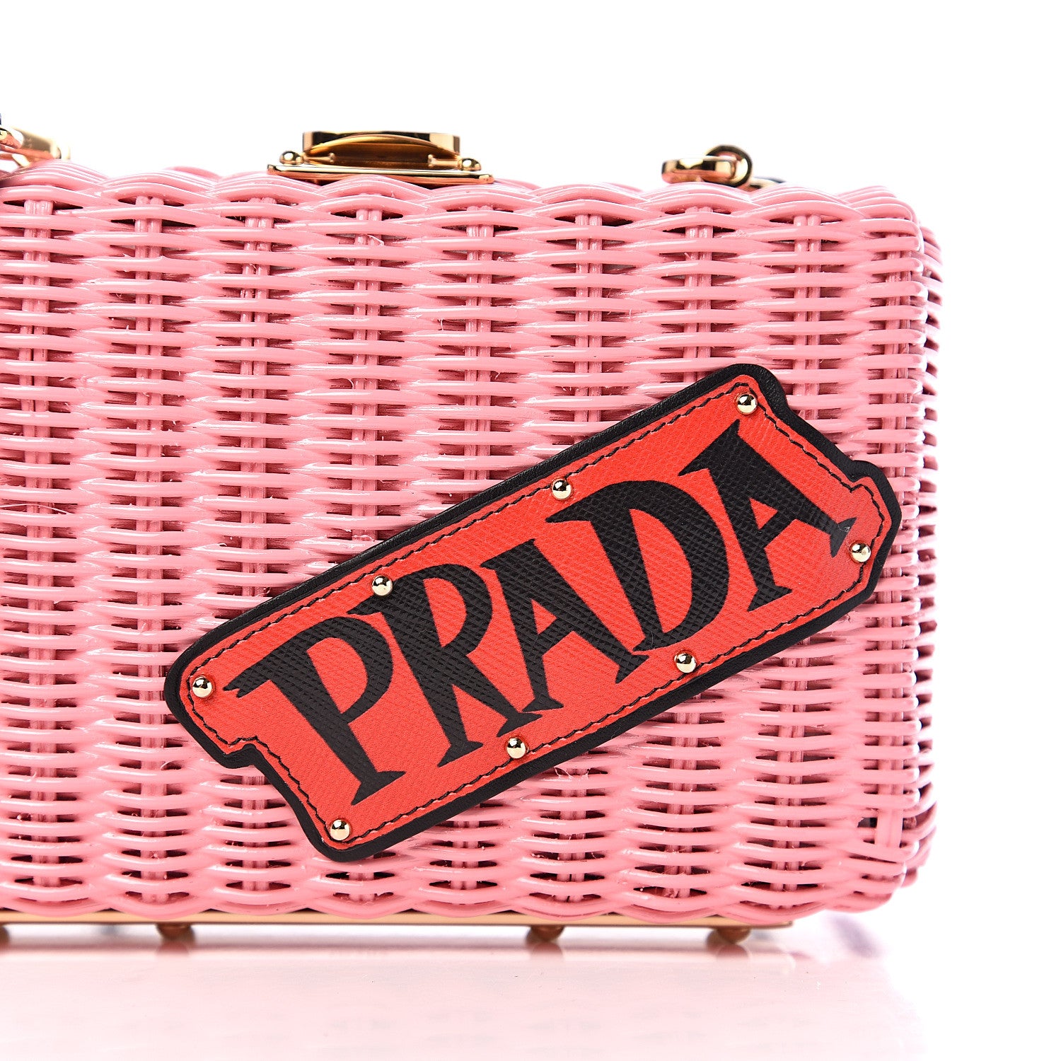Prada Wicker Saffiano Logo Crossbody Clutch Petalo Black 8 of 8