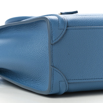 Celine Drummed Calfskin Nano Luggage Azure 9 of 10