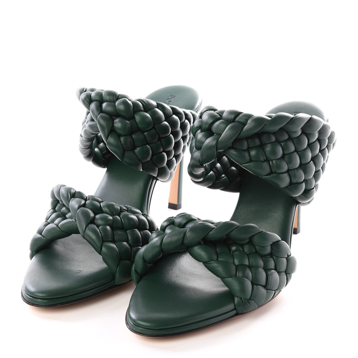 Bottega Veneta Nappa Twisted Padded Intrecciato Curve Slide Sandals 38.5 Vert Fonce 2 of 8