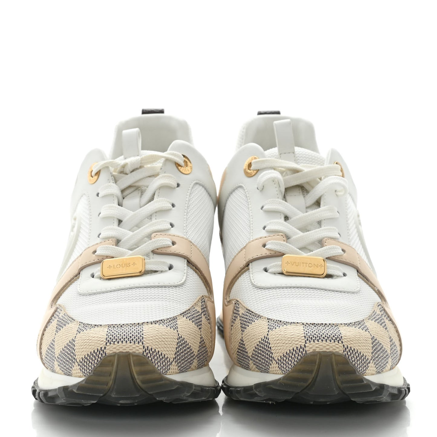 Calfskin Damier Azur Run Away Sneakers 39 White