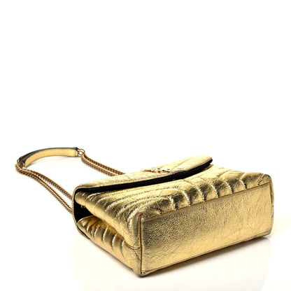 Saint Laurent Metallic Calfskin Y Quilted Small Loulou Monogram Chain Satchel Gold 4 of 9