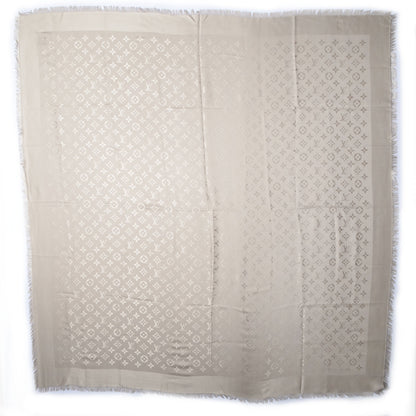 Louis Vuitton Wool Silk Monogram Shawl Beige 3 of 5