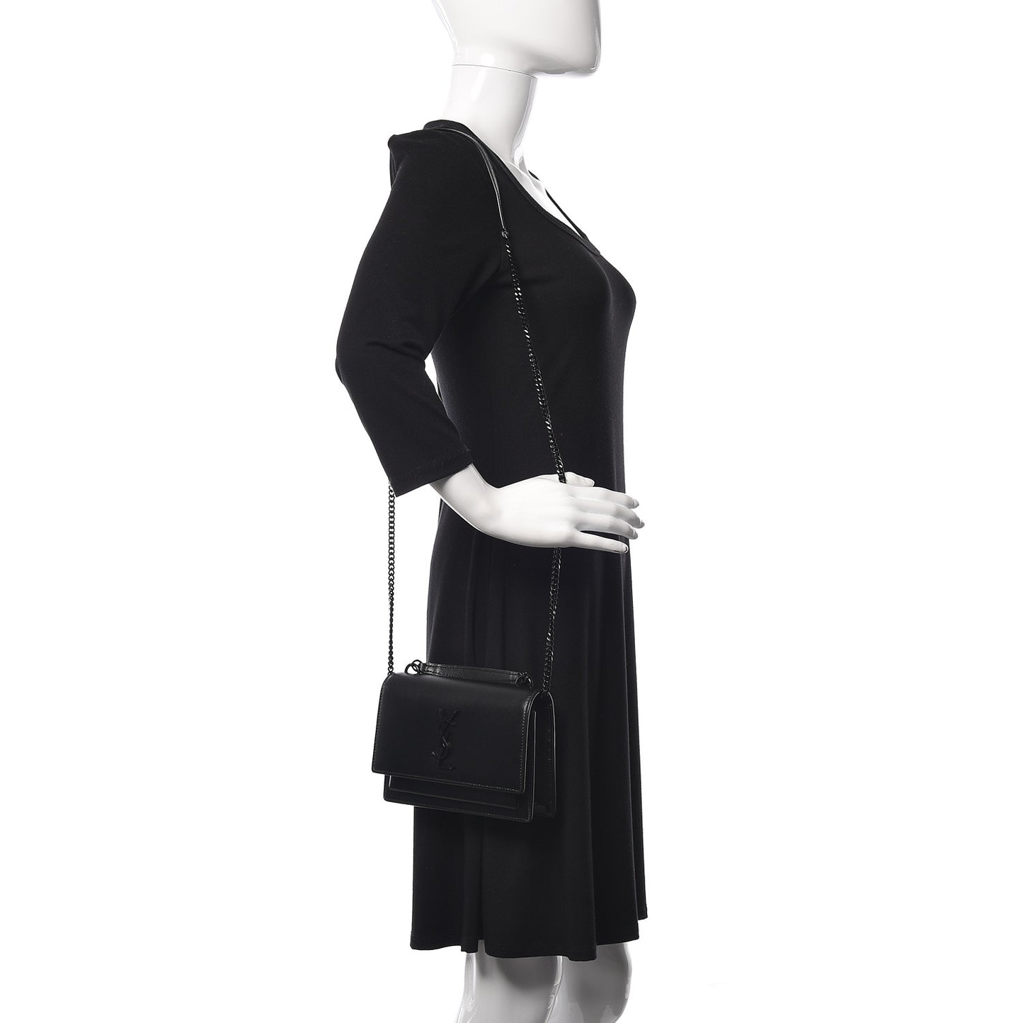 Calfskin Monogram Sunset Chain Wallet Black