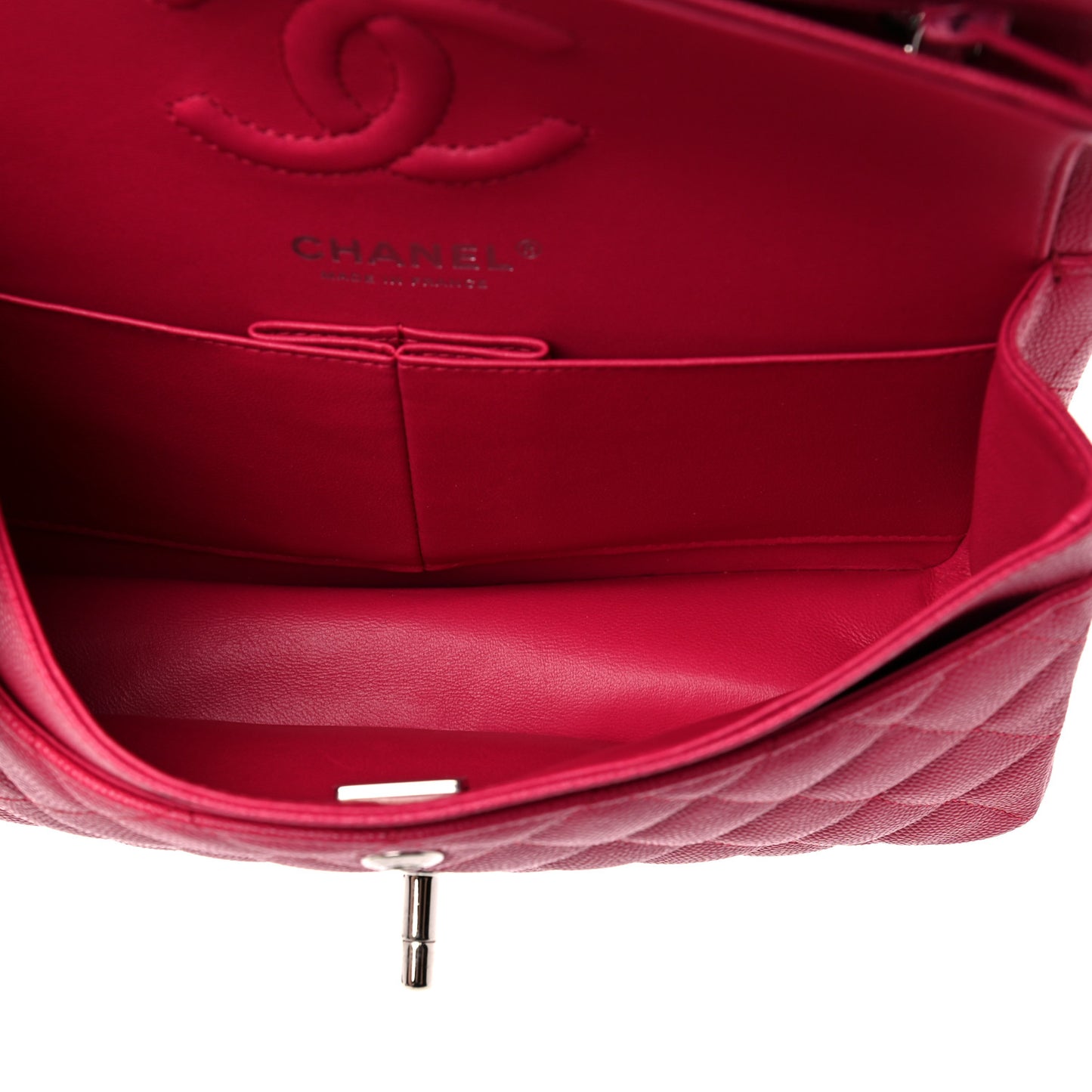 Caviar Quilted Small Double Flap Dark Pink