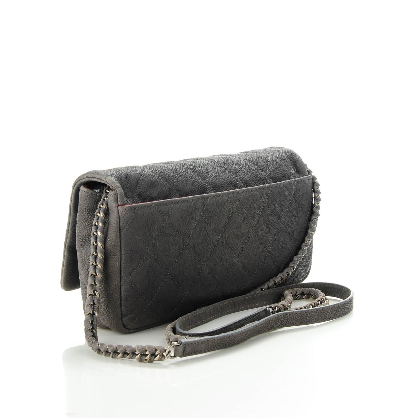 Iridescent Caviar Quilted Small Flap Grey
