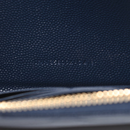 Saint Laurent Grain De Poudre Matelasse Chevron Monogram Zip Around Wallet Navy 7 of 9