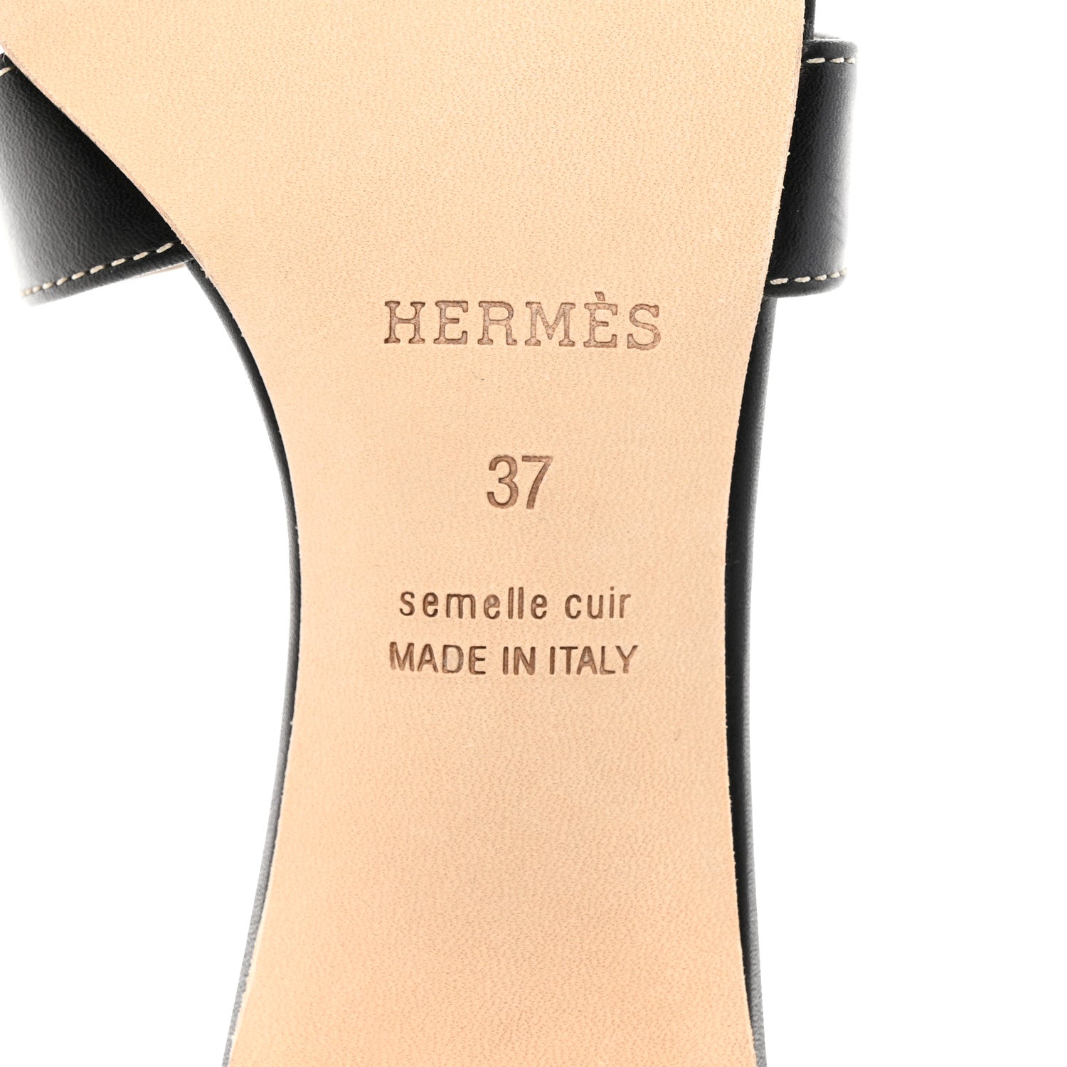 Hermes Calfskin Oasis Sandals 37 Black 8 of 9