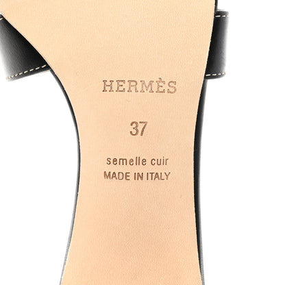 Hermes Calfskin Oasis Sandals 37 Black 8 of 9