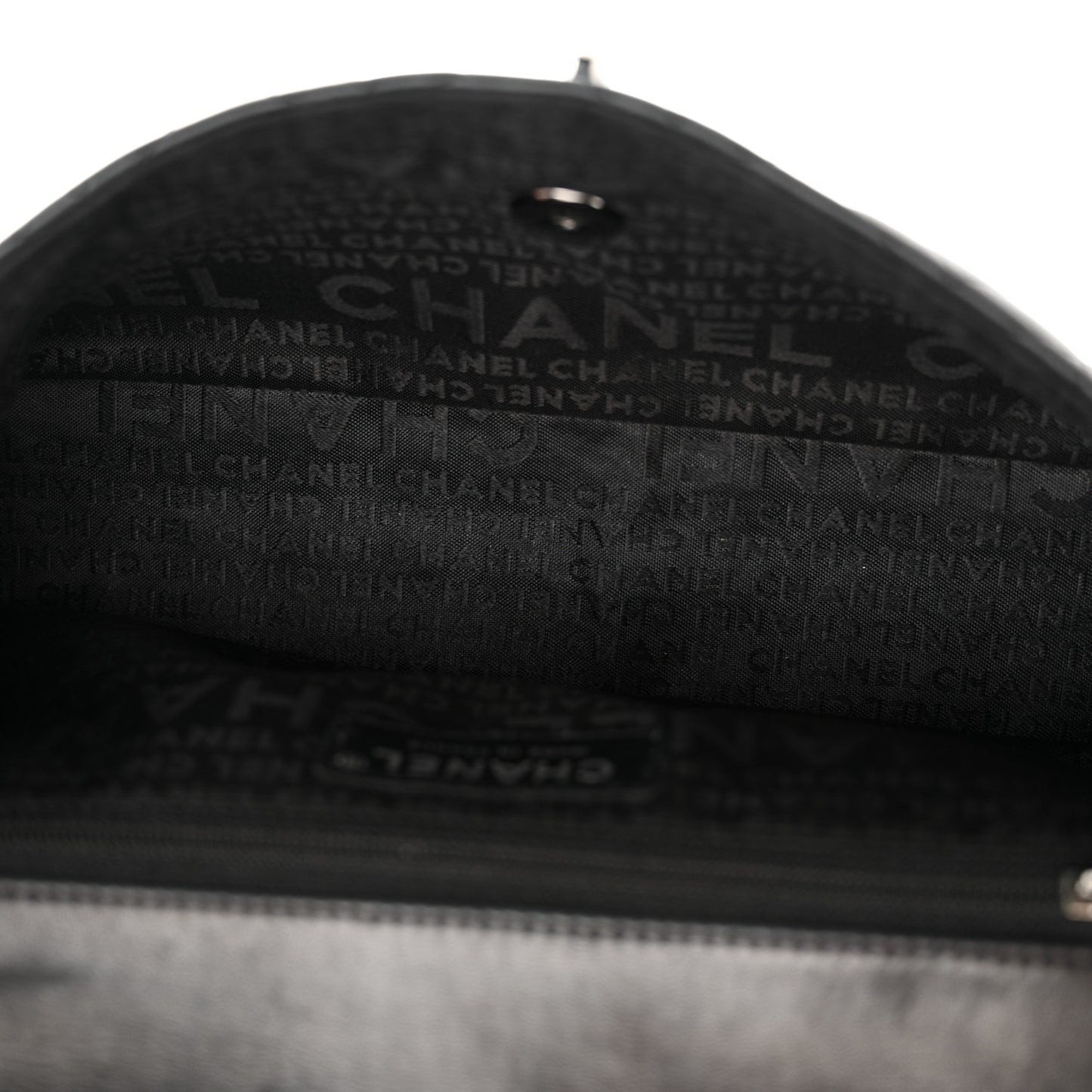 Lambskin Quilted Lady Graphic Flap Black