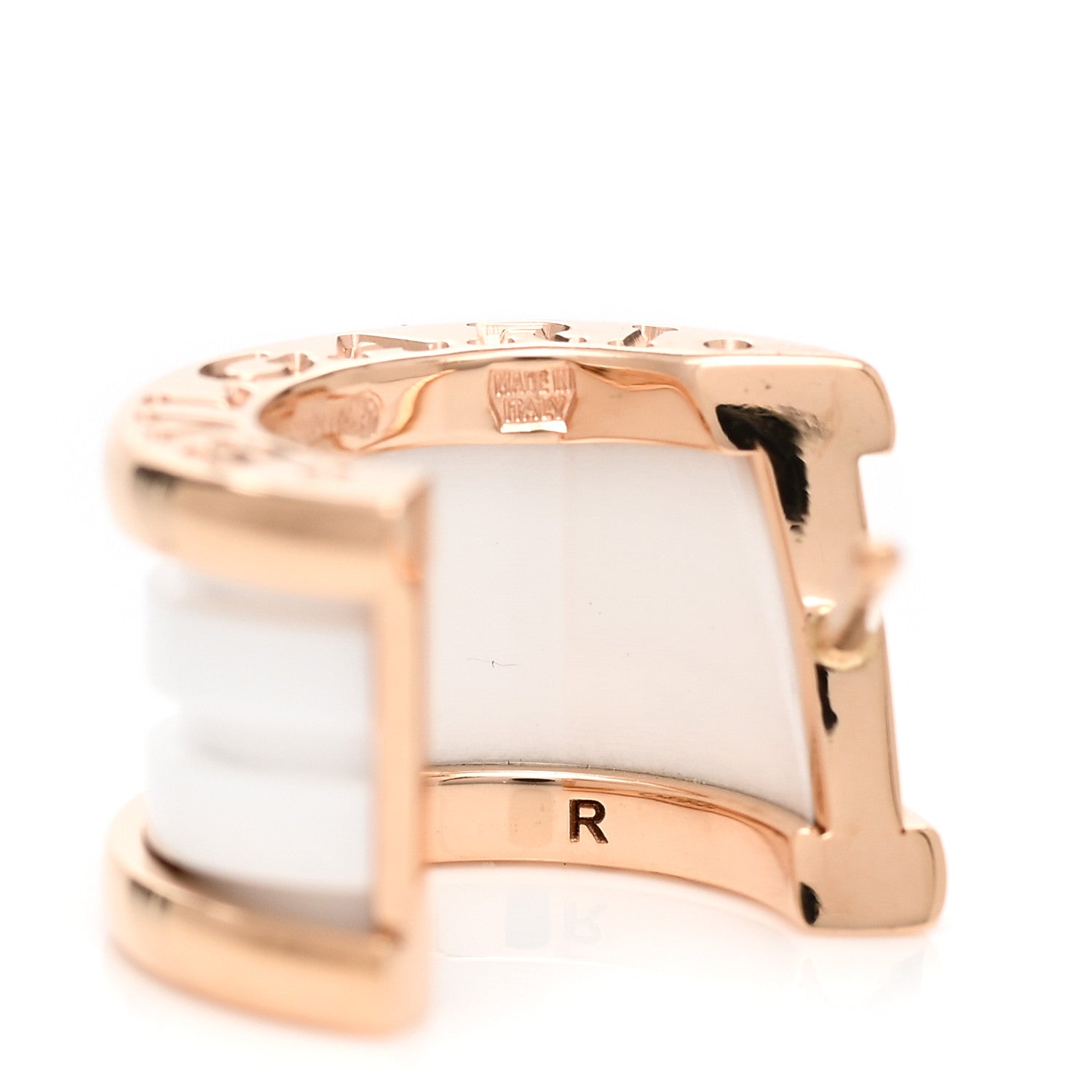 Bulgari 18K Rose Gold White Ceramic B.Zero1 Hoop Earrings 5 of 6