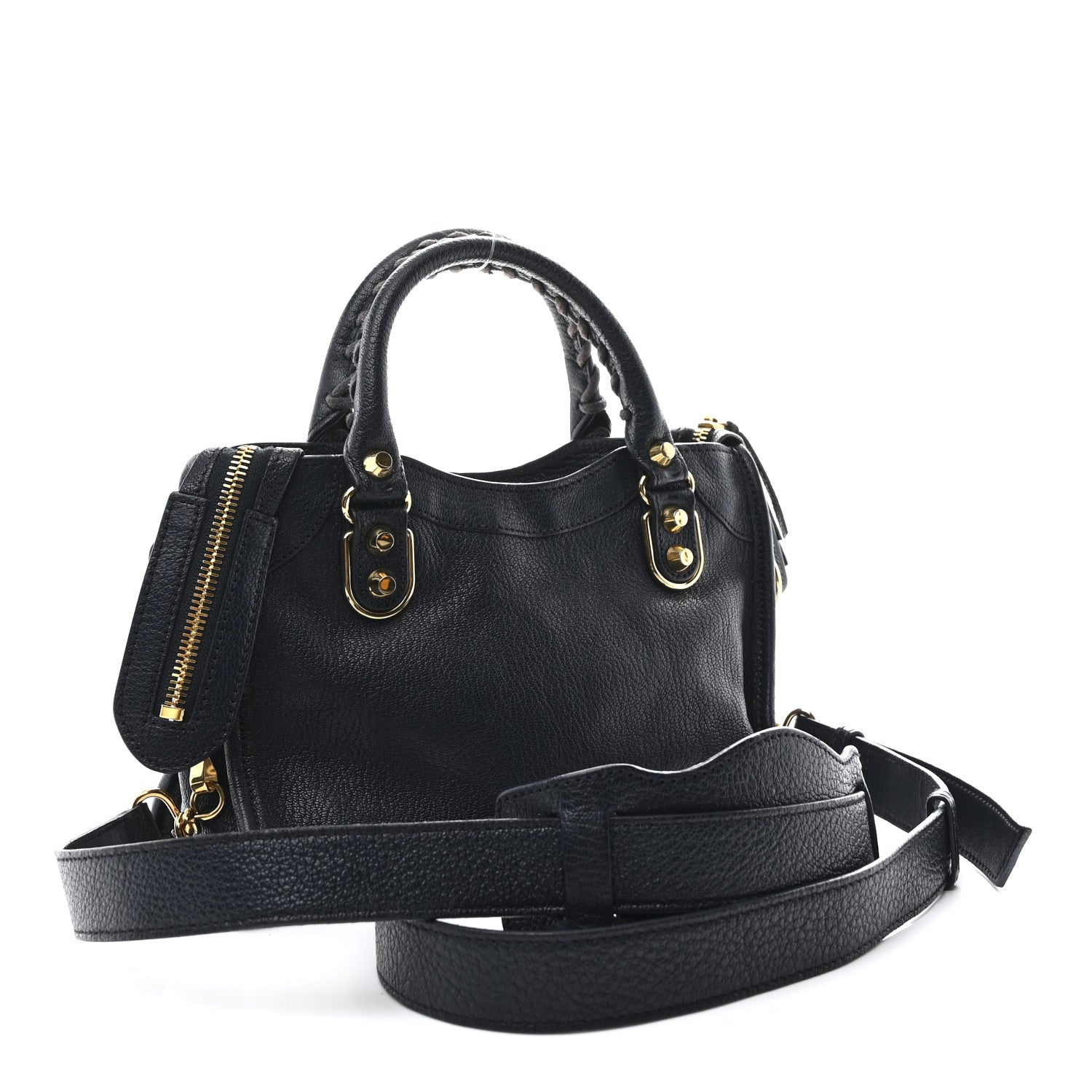 Balenciaga Chevre Gold Metallic Edge Hardware Mini City  Bleu Nuit Dark Sea 4 of 11