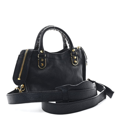 Balenciaga Chevre Gold Metallic Edge Hardware Mini City  Bleu Nuit Dark Sea 4 of 11