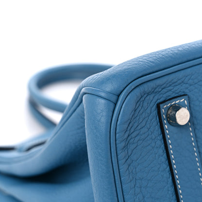 Hermes Taurillon Clemence Birkin 35 Blue Jean 8 of 14