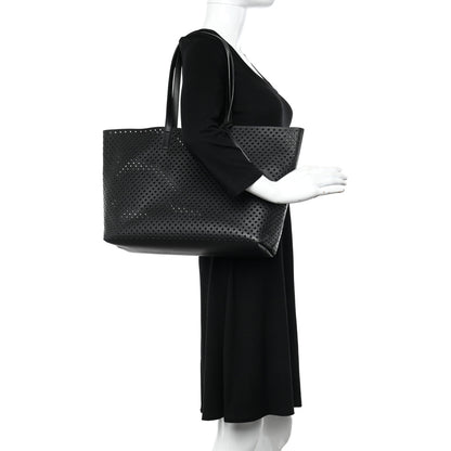 Saint Laurent Calfskin Star Perforated Large Shopping Tote Black 2 of 12