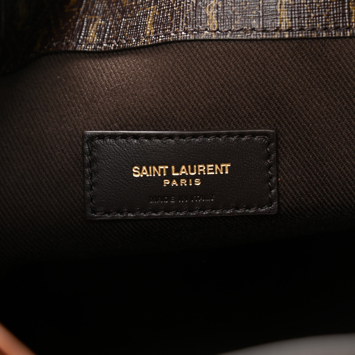 Saint Laurent Canvas Smooth Calfskin Le Monogramme Striped Bucket Bag Brown 7 of 11