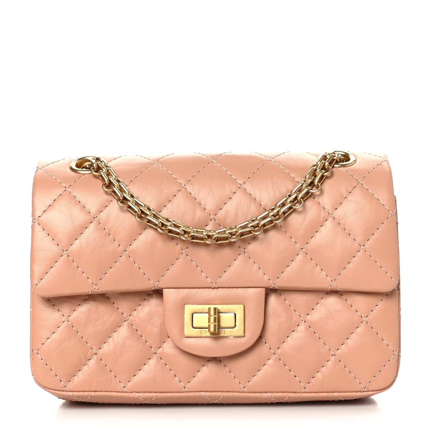 Aged Calfskin Quilted 2.55 Reissue Mini Flap Beige