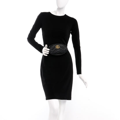 Gucci Calfskin Matelasse GG Marmont Belt Bag 95 38 Black 2 of 10