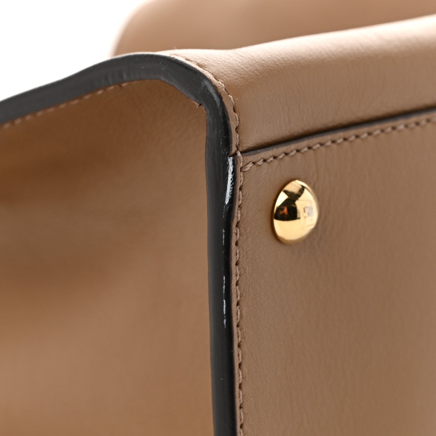 Fendi Vitello Seta Glazed Fabric FF 1974 Medium Peekaboo X-Lite Sand Mogano Panna 11 of 11